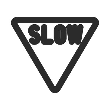 Mini işaretin çizgi çizimi - Yavaşla - Öncelikli yol ileride