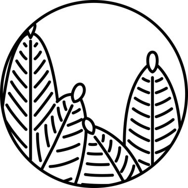 Çizgi çizimi dairesel basit hanafuda Mutsuki çam ağacı Ocak çamı pisliği