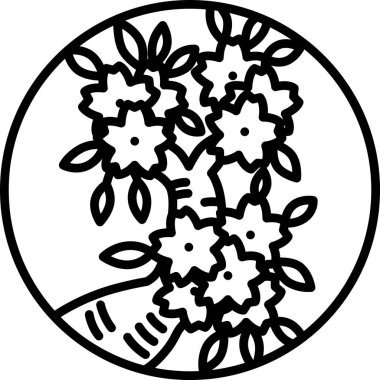 Çizgi çizimi dairesel mini hanafuda Yayoi kiraz çiçeği Mart kiraz çiçekleri süprüntüleri