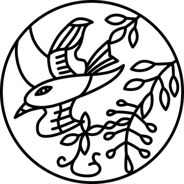 Çizgi çizimi basit hanafuda Uzuki wisteria hototogisu April Wisteria ve hototogisu