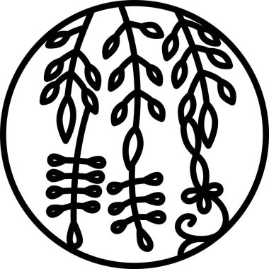 Çizgi çizimi dairesel mini Hanafuda Uzuki Wisteria April Wisteria pisliği