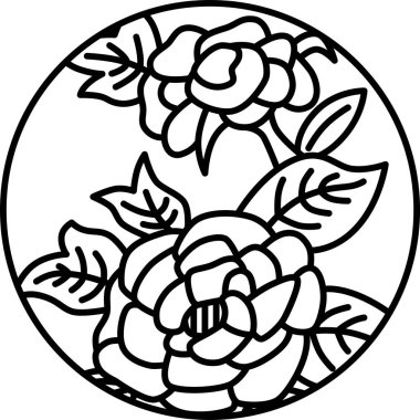 Çizgi çizimi dairesel basit Hanafuda Minazuki şakayık Haziran şakayığı pislik