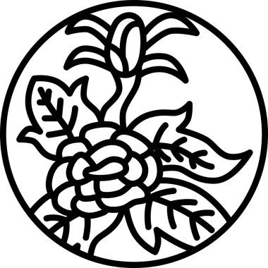 Çizgi çizimi dairesel mini hanafuda Minazuki şakayık haziran şakayığı pislik