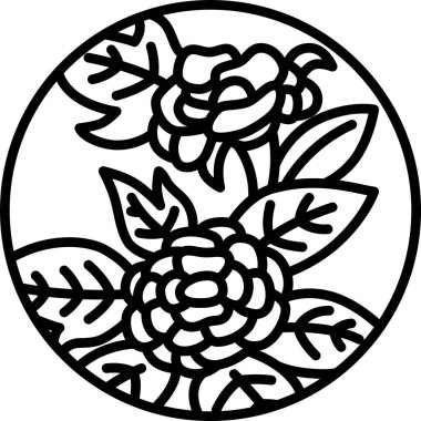 Çizgi çizimi dairesel mini hanafuda Minazuki şakayık haziran şakayığı pislik