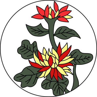 Renkli dairesel hanafuda Nagatsuki kasımpatı Eylül kasımpatı artıkları