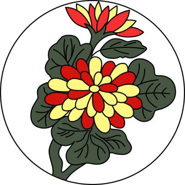 Renkli dairesel hanafuda Nagatsuki kasımpatı Eylül kasımpatı artıkları