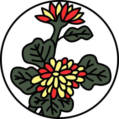 Renkli dairesel basit hanafuda Nagatsuki kasımpatı Eylül kasımpatı artıkları