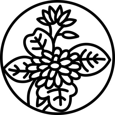 Çizgi çizimi dairesel mini hanafuda Nagatsuki kasımpatı Eylül kasımpatı artıkları