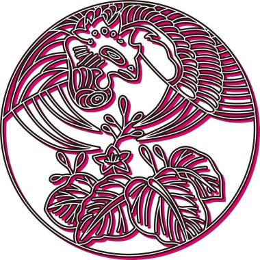 Renk gölgesi dairesel hanafuda Aralık paulownia Phoenix Aralık paulownia ve Phoenix