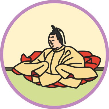 Color circular simple Hyakunin Isshu Emperor Tenji clipart