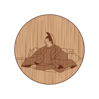 Wood carving circular Hyakunin Isshu Yosei-in clipart