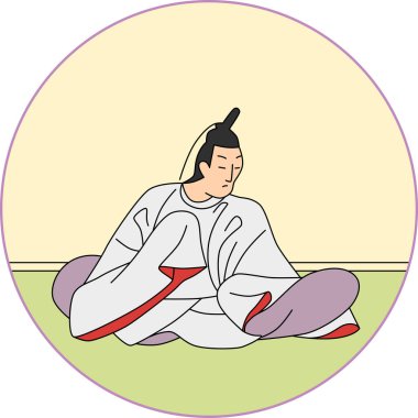 Colored circular Hyakunin Isshu Kawahara Sadaijin clipart