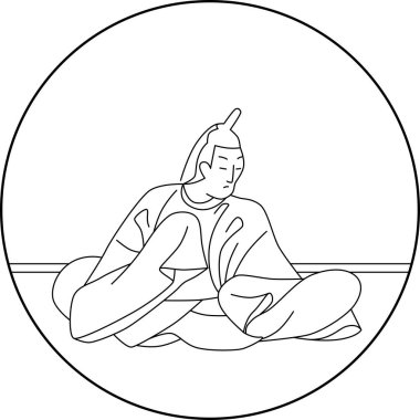 Çizgi çizimi dairesel Hyakunin Isshu Kawahara Sadaijin