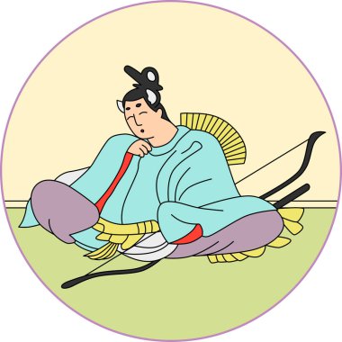 Color circular Hyakunin Isshu by Ariwara Narihira Asaomi clipart