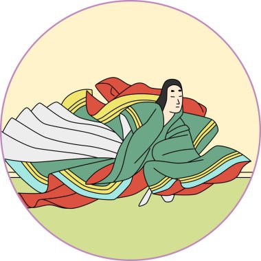 Renkli dairesel Hyakunin Isshu Ise