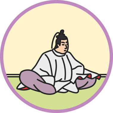 Renkli dairesel basit Hyakunin Isshu Prens Motonyoshi