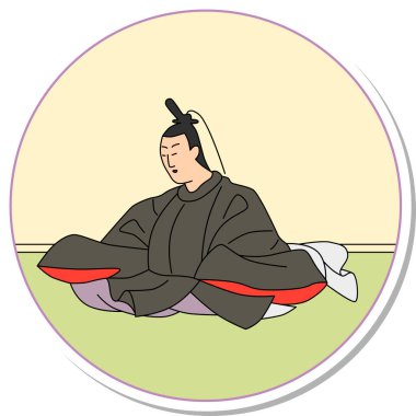 Etiket stili dairesel Hyakunin Isshu Sugaya