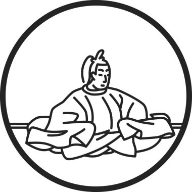 Line drawing circular simple Hyakunin Isshu Sanjo Minister of the Right clipart