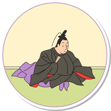 Sticker style circular Hyakunin Isshu by Kanesuke Chunagon clipart