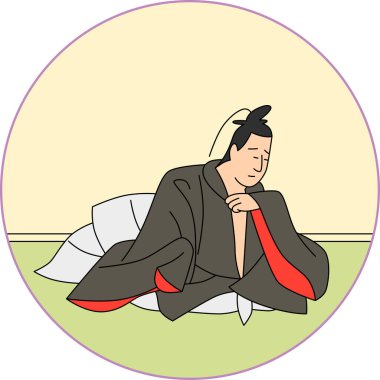 Color circular Hyakunin Isshu by Minamoto Sou Asaomi clipart