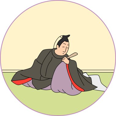 Renkli dairesel Hyakunin Isshu Yazan Yokochi Bonkochi
