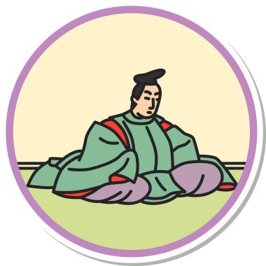 Etiket stili dairesel basit Hyakunin Isshu Harumichi Retsuju