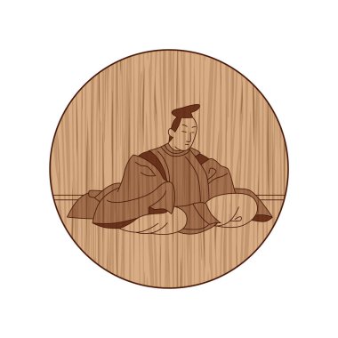 Ağaç oyma dairesel Hyakunin Isshu Harumichi Retsuju