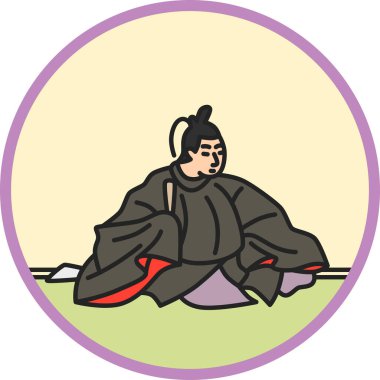 Renk dairesel basit Hyakunin Isshu Ki Tsurayuki