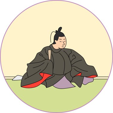 Renkli dairesel Hyakunin Isshu Ki Tsurayuki