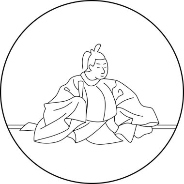 Line drawing circular Hyakunin Isshu Ki Tsurayuki clipart