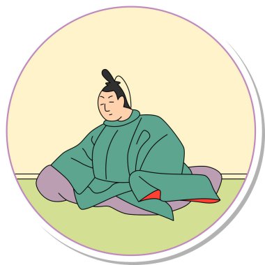 Etiket stili dairesel Hyakunin Isshu Yazan Chunagon Tomotada