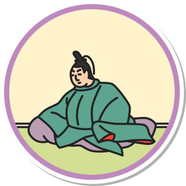 Etiket biçimi dairesel basit Hyakunin Isshu Yazan Chunagon Tomotada