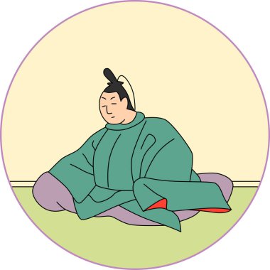 Renkli dairesel Hyakunin Isshu Chunagon Tomotada