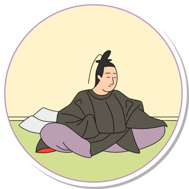 Etiket benzeri dairesel Hyakunin Isshu Kentoku-ko