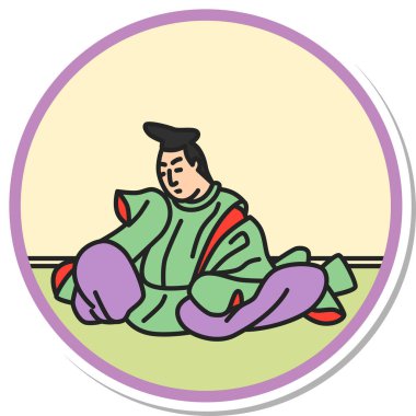 Sticker style circular simple Hyakunin Isshu by Yoshitada Sone clipart