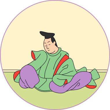 Color circular Hyakunin Isshu by Yoshitada Sone clipart