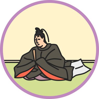Renk dairesel basit Hyakunin Isshu Yoshinobu Onakatomi