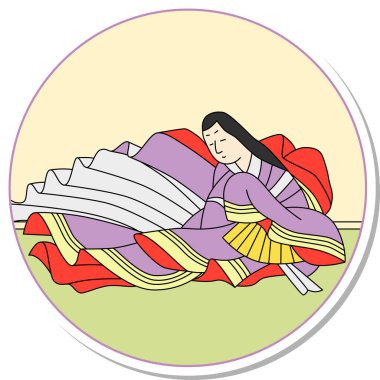 Etiket stili dairesel Hyakunin Isshu Udaisho Michitsunabo
