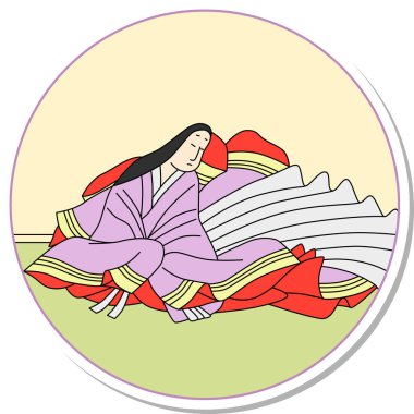 Etiket stili dairesel Hyakunin Isshu Izumi Shikibu