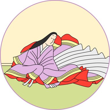 Renkli dairesel Hyakunin Isshu Izumi Shikibu
