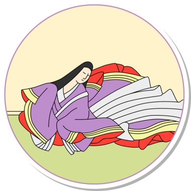 Etiket stili dairesel Hyakunin Isshu Murasaki Shikibu