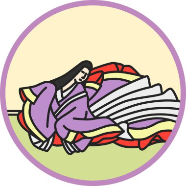 Renk dairesel basit Hyakunin Isshu Mor Shikibu