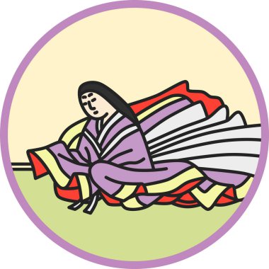 Renk dairesel basit Hyakunin Isshu kırmızı boyalı Emon