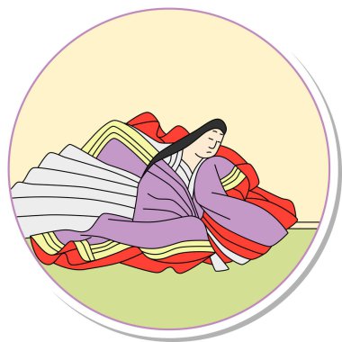 Etiket stili dairesel Hyakunin Isshu Koshikibu Naishi Samuray
