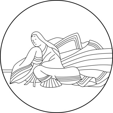Çizgi çizimi dairesel Hyakunin Isshu Daisuke Ise