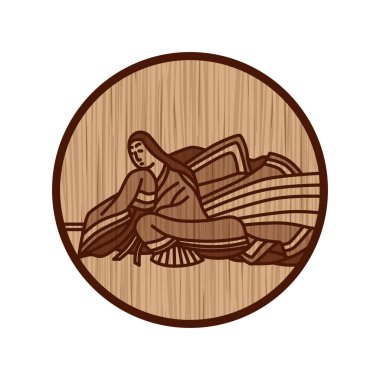 Wood carving circular simple Hyakunin Isshu by Daisuke Ise clipart