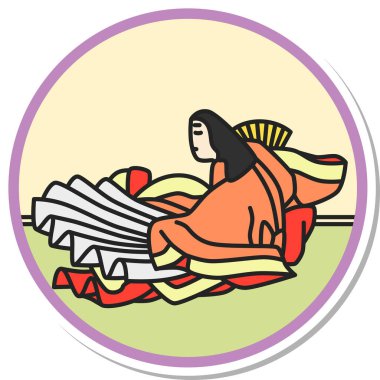 Etiket biçimi dairesel basit Hyakunin Isshu Sagami