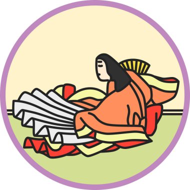 Renk dairesel basit Hyakunin Isshu Sagami