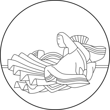 Hyakunin Isshu Sagami çizgi çizimi