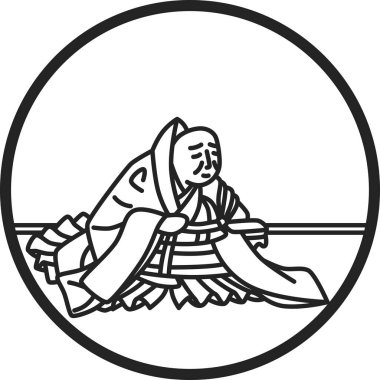 Eski Daiso Shogyoson 'dan basit Hyakunin Isshu çizimi